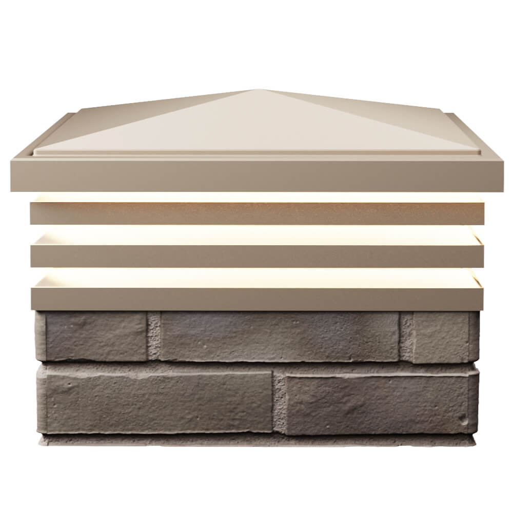 Колпак Zking Бона ХайТек Бежевый на столб 1.5х1.5 кирпича (385х385мм) с подсветкой в Благовещенске фото