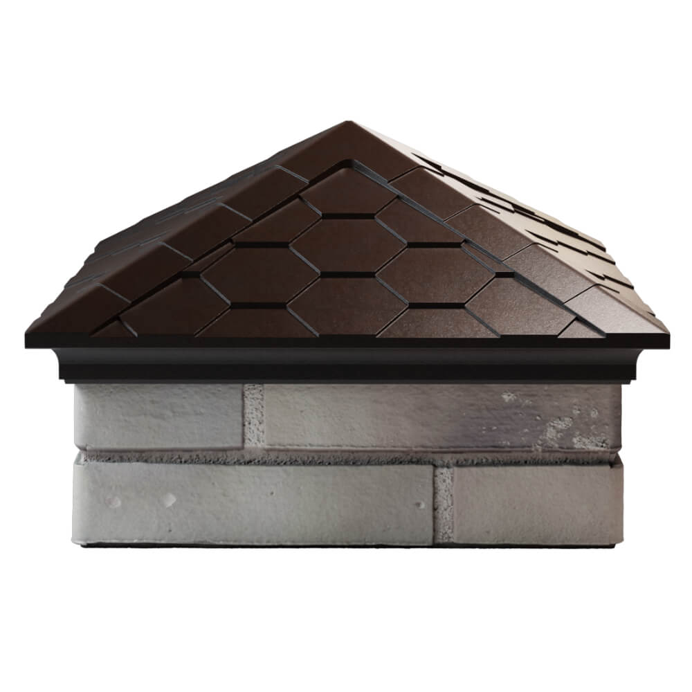 Колпак Zking Эверест Коричневый на столб 1.5х1.5 кирпича (390х390мм) Благовещенск фото