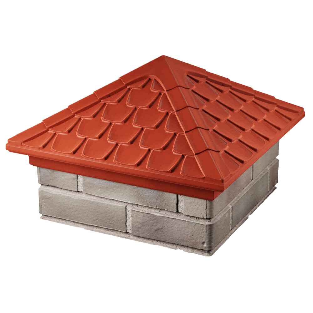 Колпак Zking Эльбрус Красный на столб 1.5х1.5 кирпича (385х385мм) в Благовещенске фото