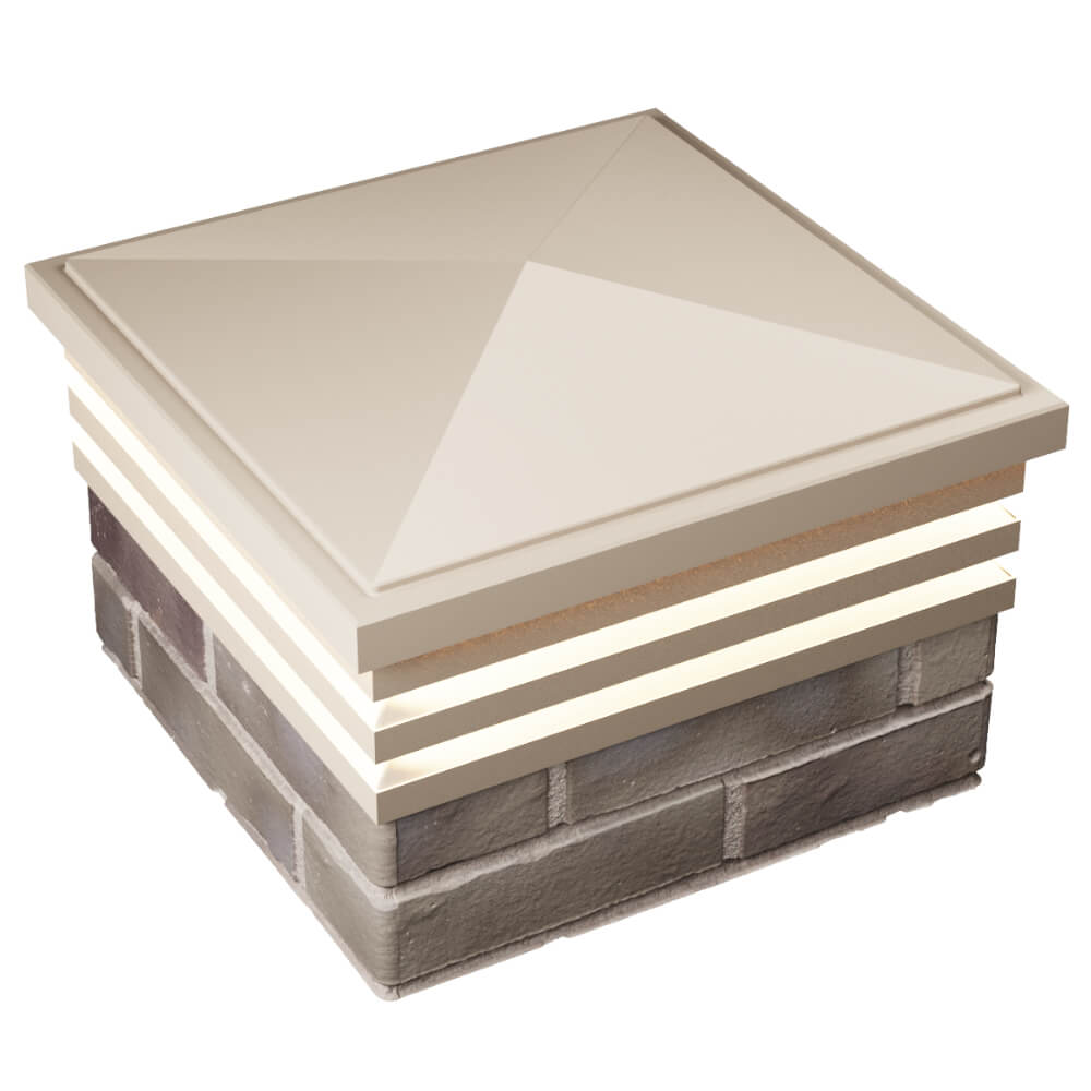 Колпак Zking Бона ХайТек Бежевый на столб 1.5х1.5 кирпича (385х385мм) с подсветкой в Благовещенске фото