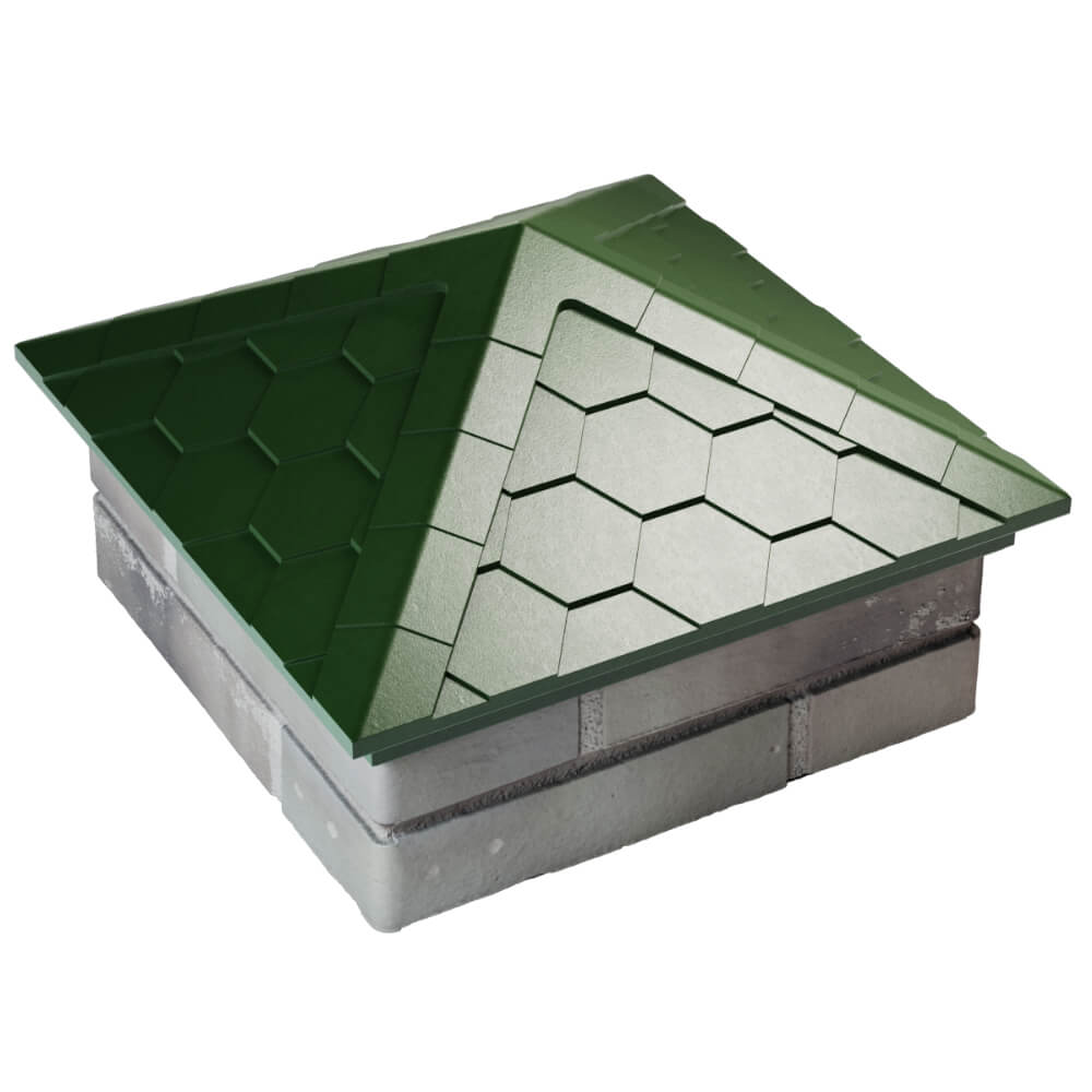 Колпак Zking Эверест Зеленый на столб 1.5х1.5 кирпича (390х390мм) в Благовещенске фото