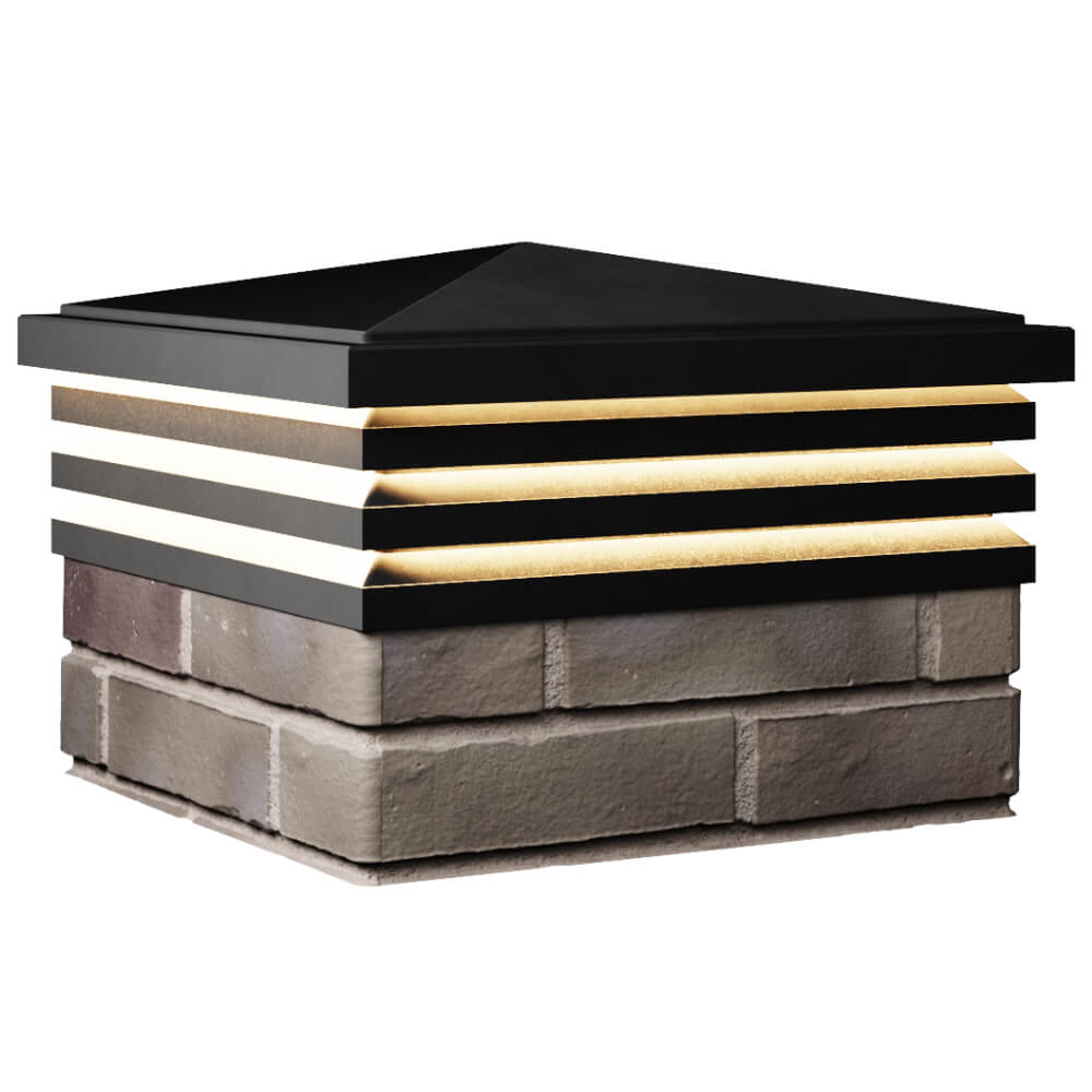 Колпак Zking Бона ХайТек Черный на столб 1.5х1.5 кирпича (385х385мм) с подсветкой в Благовещенске фото