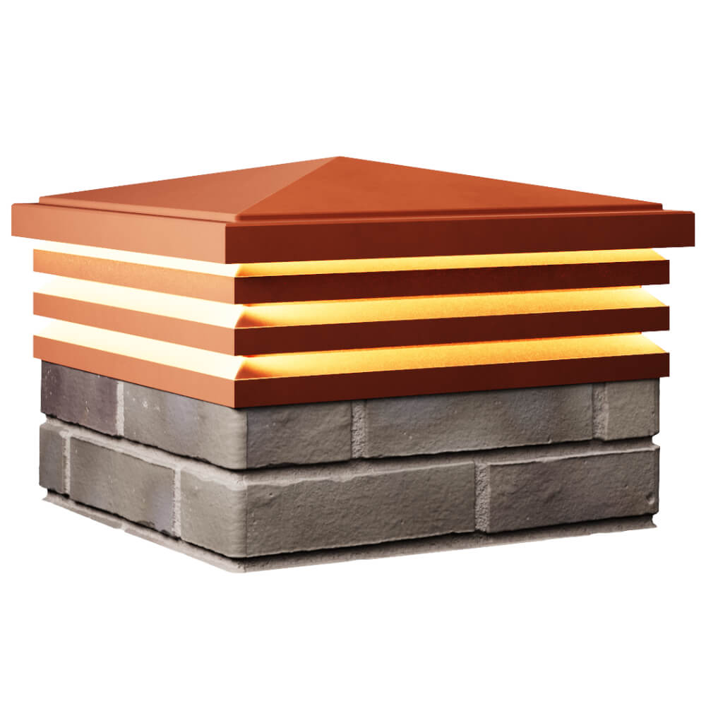 Колпак Zking Бона ХайТек Красный на столб 1.5х1.5 кирпича (385х385мм) с подсветкой в Благовещенске фото