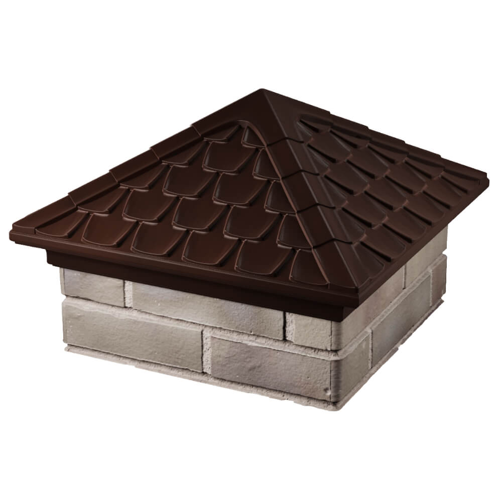 Колпак Zking Эльбрус Коричневый на столб 1.5х1.5 кирпича (385х385мм) в Благовещенске фото