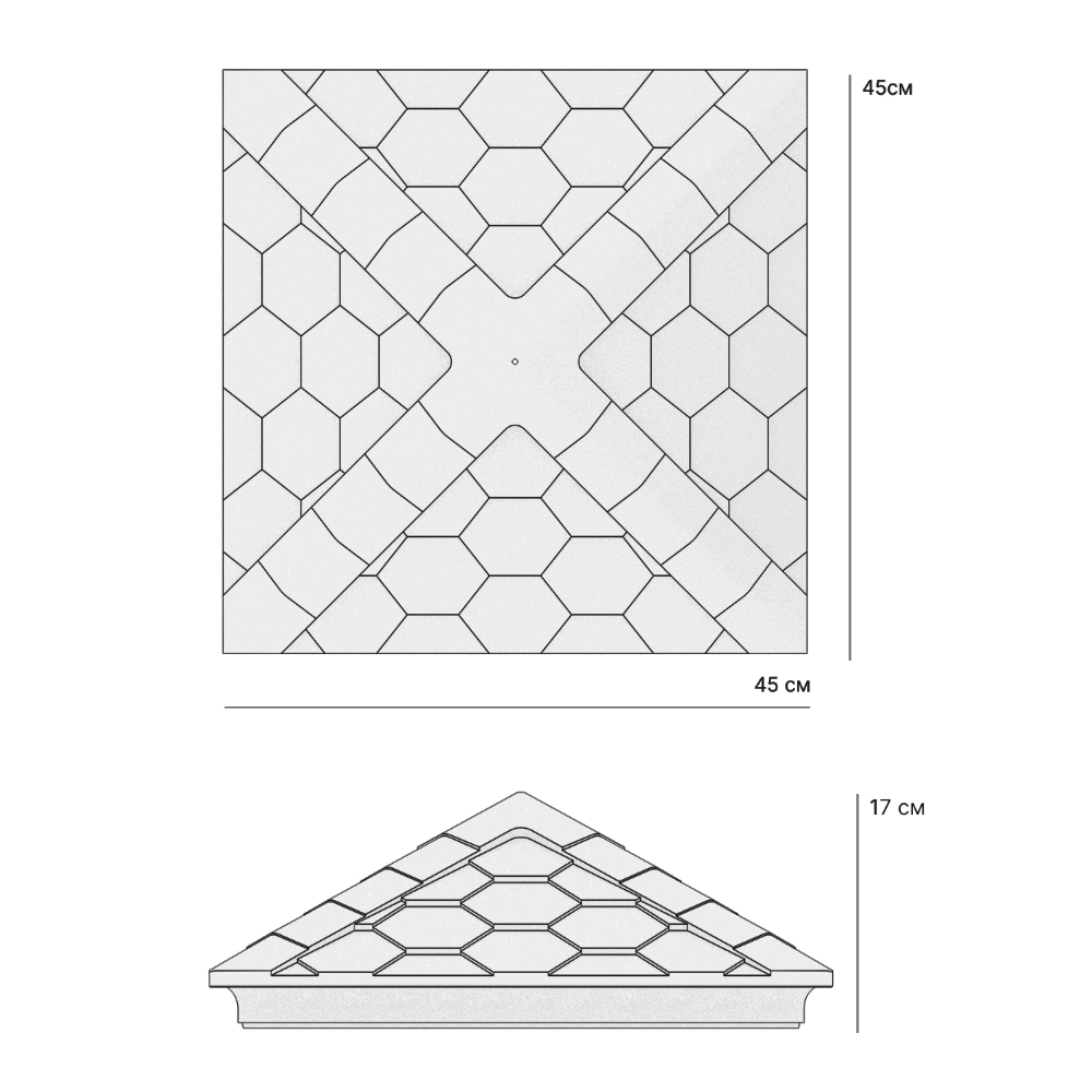 Колпак Zking Эверест Черный на столб 1.5х1.5 кирпича (390х390мм) в Благовещенске фото