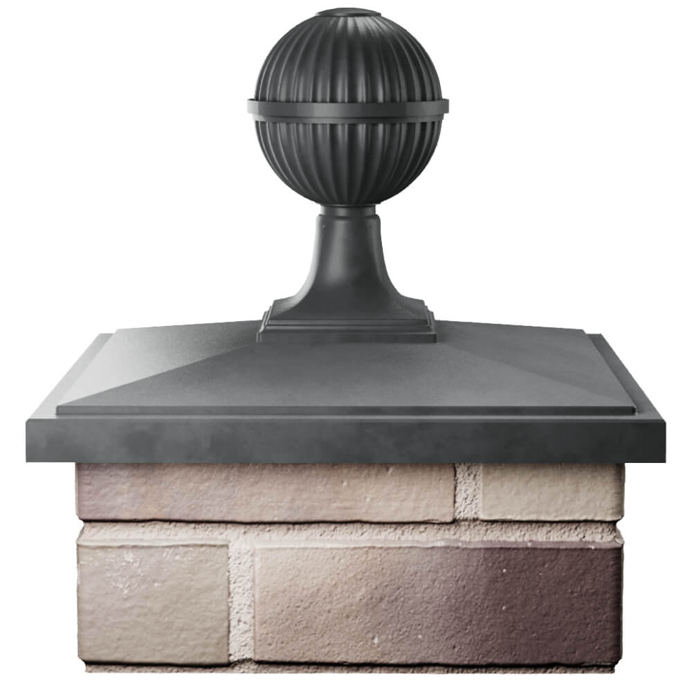 Колпак Zking БонаМоно Серый с шаром на столб 1.5х1.5 кирпича (385х385, 400х400мм) в сборе Благовещенск фото
