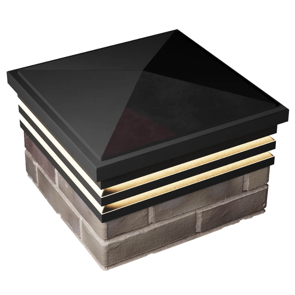 Колпак Zking Бона ХайТек Черный на столб 1.5х1.5 кирпича (385х385мм) с подсветкой в Благовещенске фото