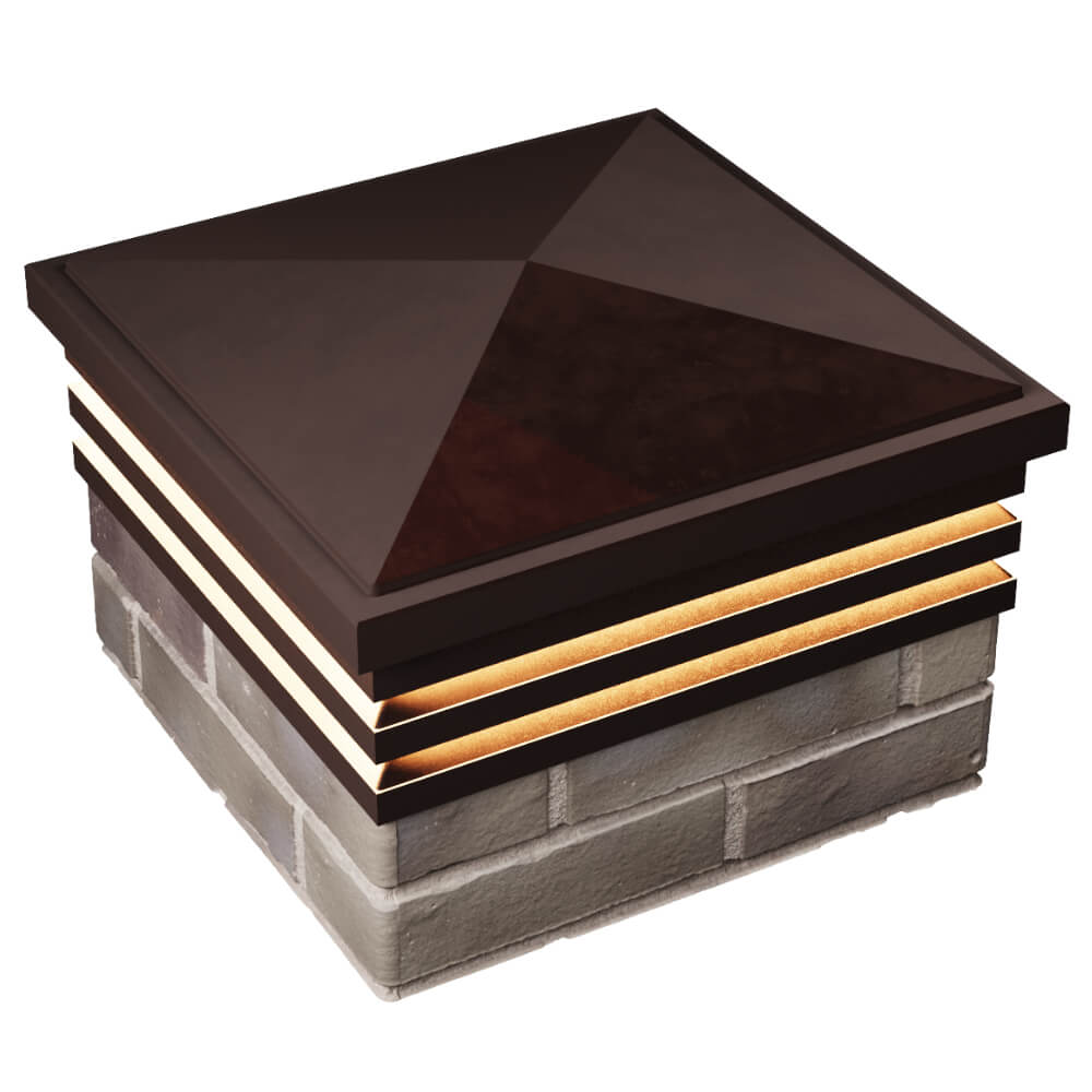 Колпак Zking Бона ХайТек Коричневый на столб 1.5х1.5 кирпича (385х385мм) с подсветкой в Благовещенске фото