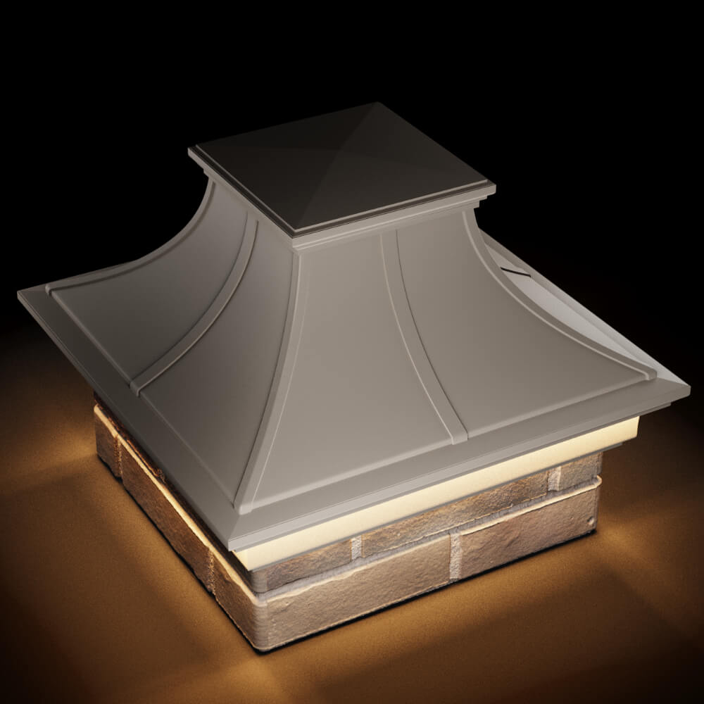 Колпак Zking Монблан Премиум Бежевый на столб 1.5х1.5 кирпича (385х385мм) с подсветкой в Благовещенске фото