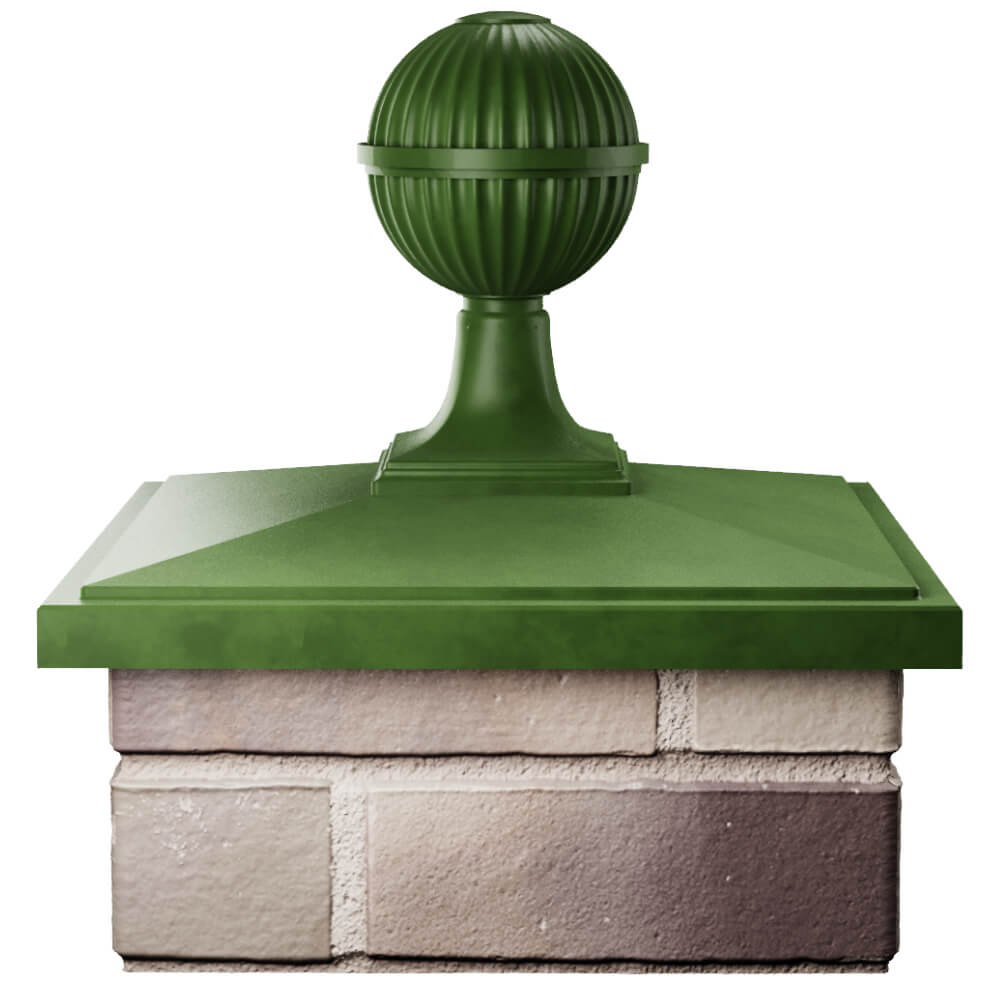 Колпак Zking БонаМоно Зеленый с шаром на столб 1.5х1.5 кирпича (385х385, 400х400мм) в сборе Благовещенск фото