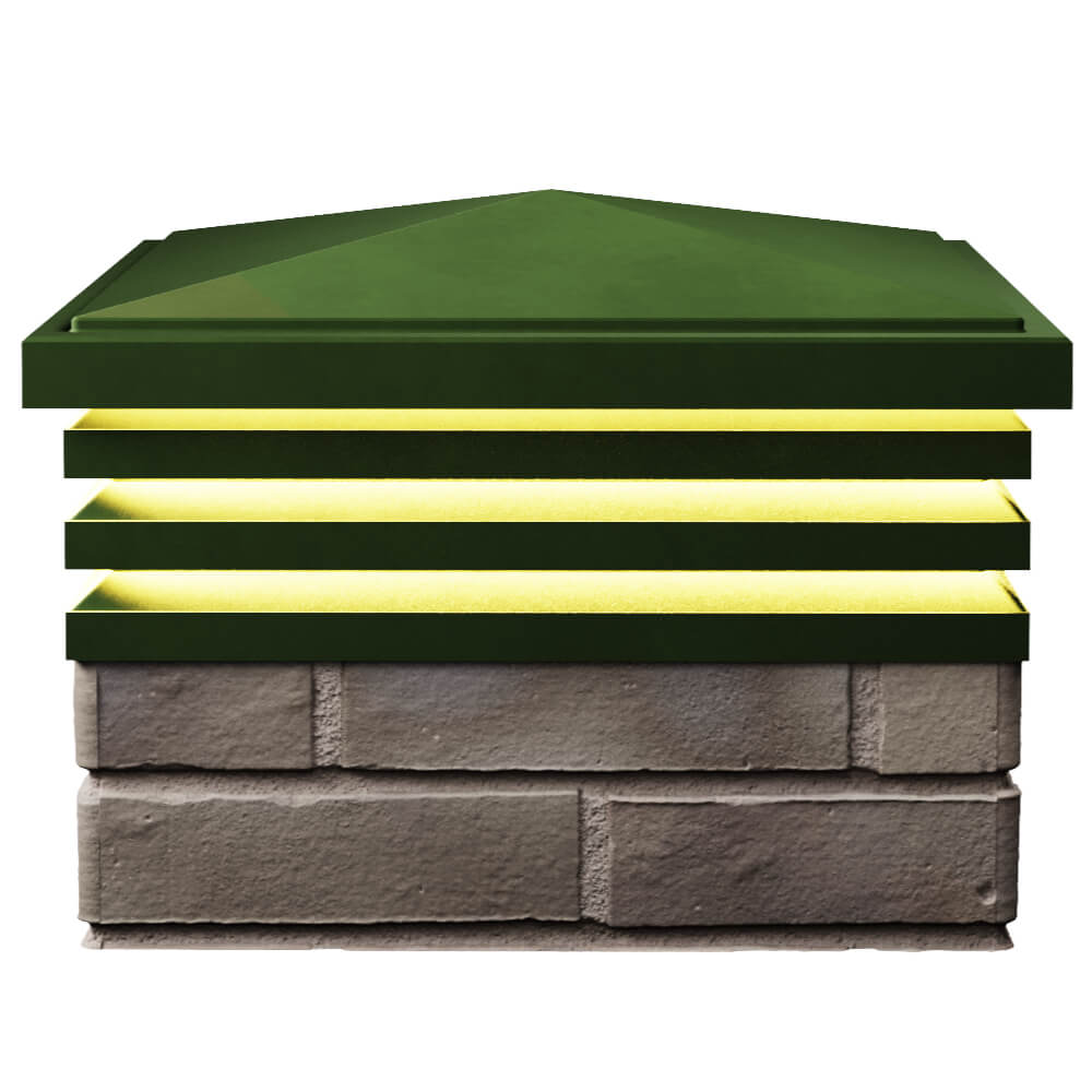 Колпак Zking Бона ХайТек Зеленый на столб 1.5х1.5 кирпича (385х385мм) с подсветкой в Благовещенске фото