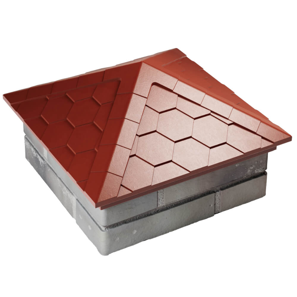Колпак Zking Эверест Красный на столб 1.5х1.5 кирпича (390х390мм) в Благовещенске фото