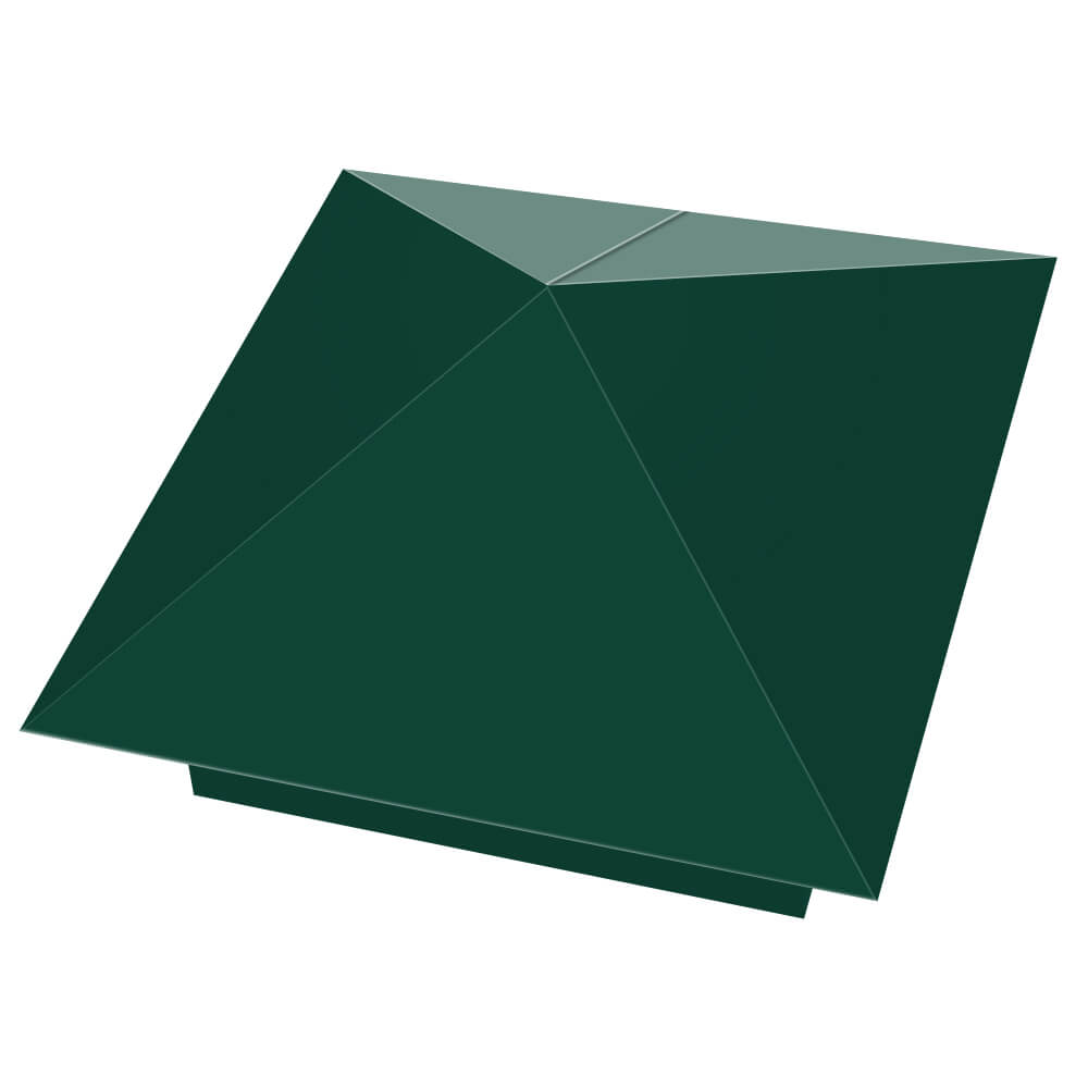 Колпак металлический 390х390мм RAL6005 Зеленый Мох заборный Благовещенск фото