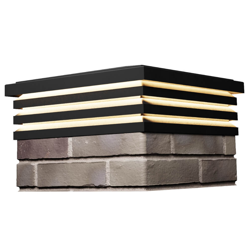 Колпак Zking Бона ХайТек Черный на столб 1.5х1.5 кирпича (385х385мм) с подсветкой в Благовещенске фото