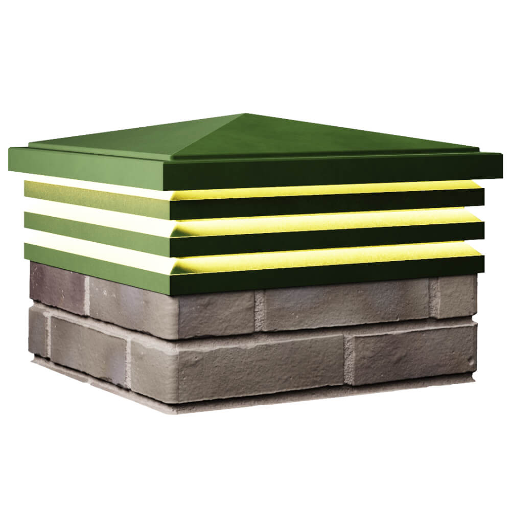 Колпак Zking Бона ХайТек Зеленый на столб 1.5х1.5 кирпича (385х385мм) с подсветкой в Благовещенске фото