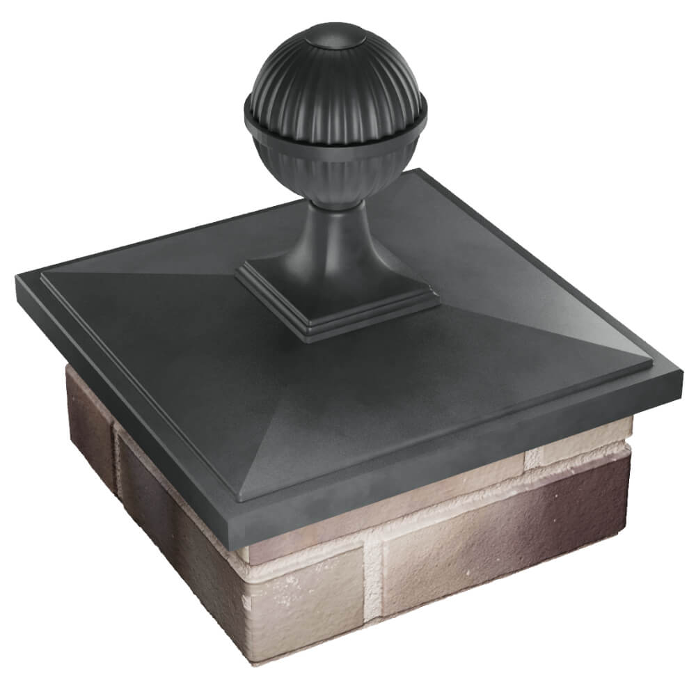 Колпак Zking БонаМоно Серый с шаром на столб 1.5х1.5 кирпича (385х385, 400х400мм) в сборе в Благовещенске фото