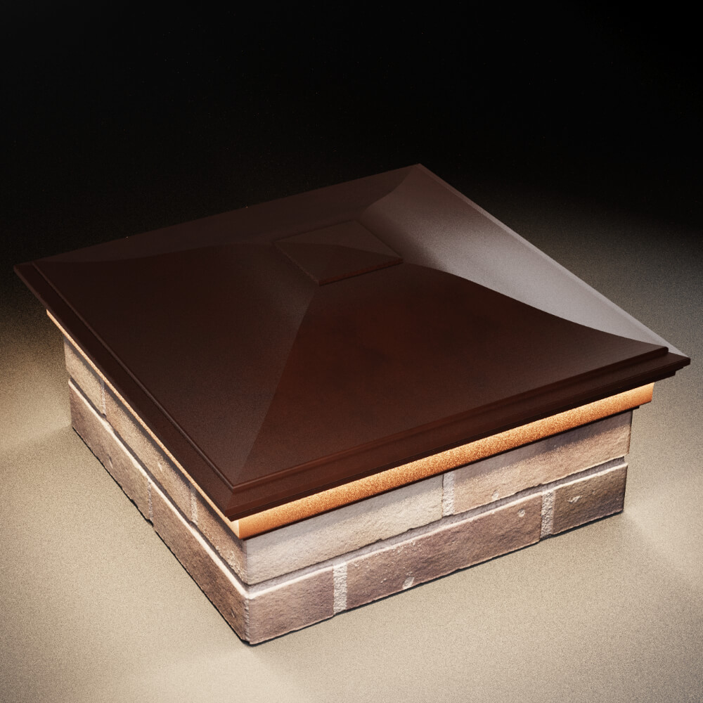 Колпак Zking Монблан Коричневый на столб 2х2 кирпича (515х515мм) c подсветкой в Благовещенске фото