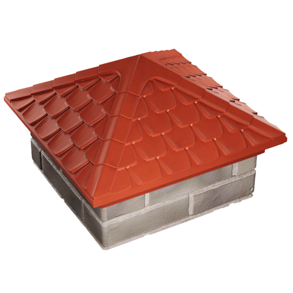 Колпак Zking Эльбрус Красный на столб 1.5х1.5 кирпича (385х385мм) в Благовещенске фото