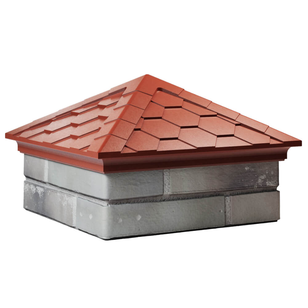 Колпак Zking Эверест Красный на столб 1.5х1.5 кирпича (390х390мм) в Благовещенске фото