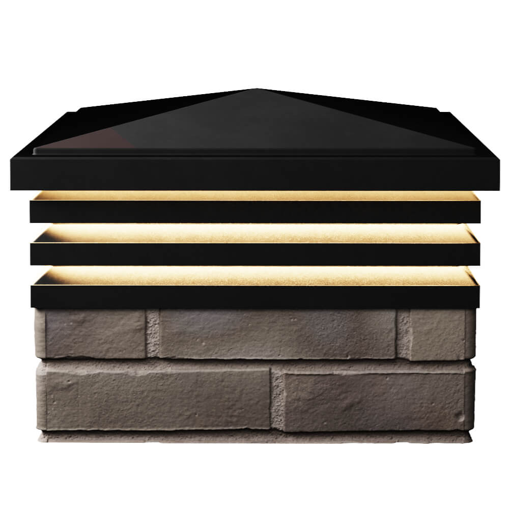 Колпак Zking Бона ХайТек Черный на столб 1.5х1.5 кирпича (385х385мм) с подсветкой в Благовещенске фото