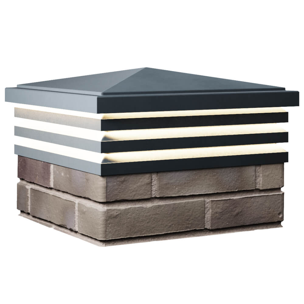 Колпак Zking Бона ХайТек Серый на столб 1.5х1.5 кирпича (385х385мм) с подсветкой в Благовещенске фото