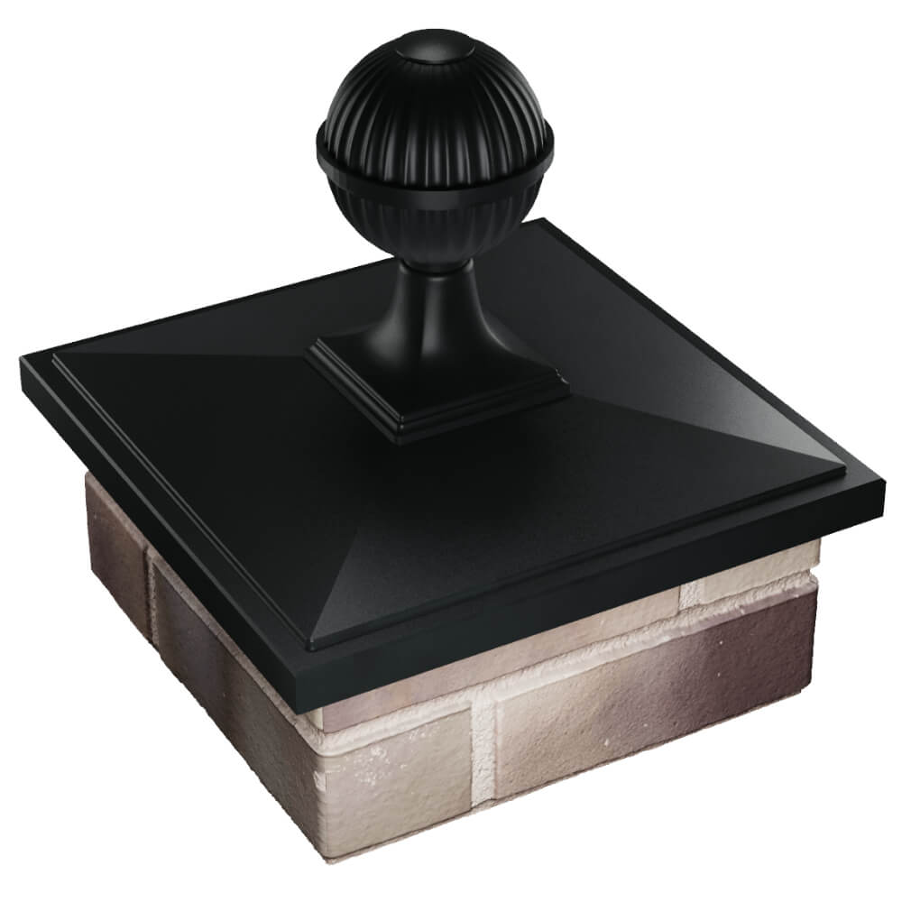 Колпак Zking БонаМоно Черный с шаром на столб 1.5х1.5 кирпича (385х385, 400х400мм) в сборе в Благовещенске фото