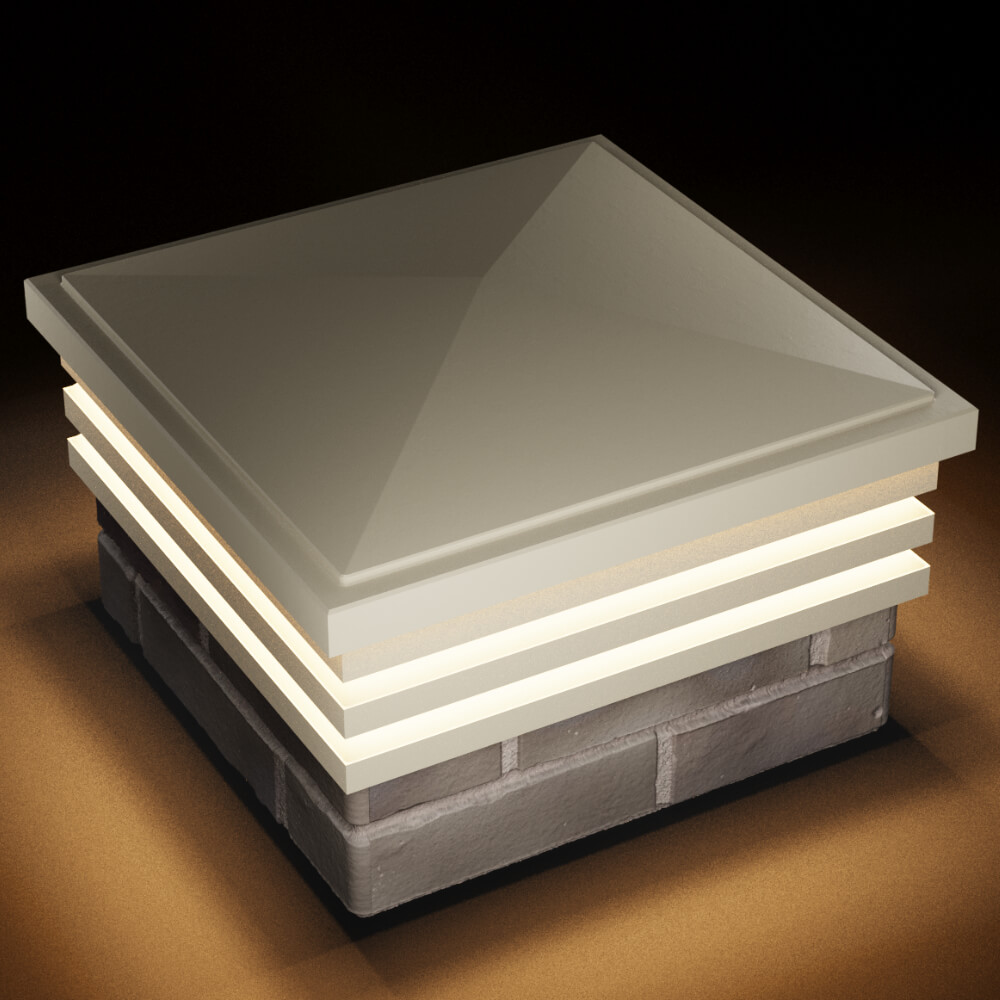 Колпак Zking Бона ХайТек Бежевый на столб 1.5х1.5 кирпича (385х385мм) с подсветкой в Благовещенске фото