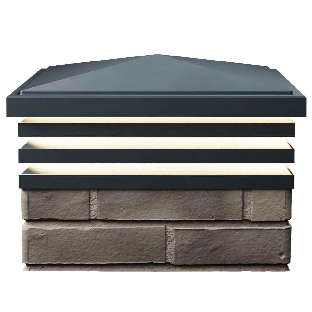 Колпак Zking Бона ХайТек Серый на столб 1.5х1.5 кирпича (385х385мм) с подсветкой в Благовещенске фото