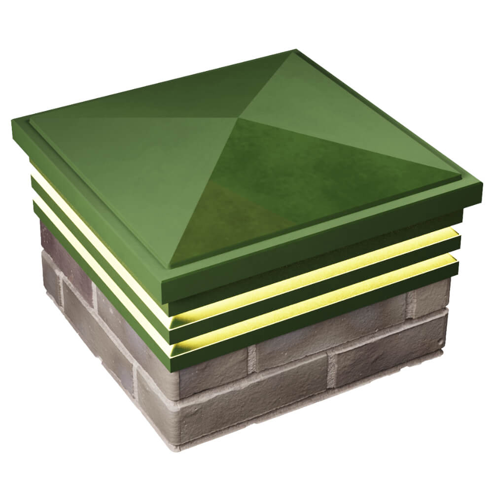 Колпак Zking Бона ХайТек Зеленый на столб 1.5х1.5 кирпича (385х385мм) с подсветкой в Благовещенске фото