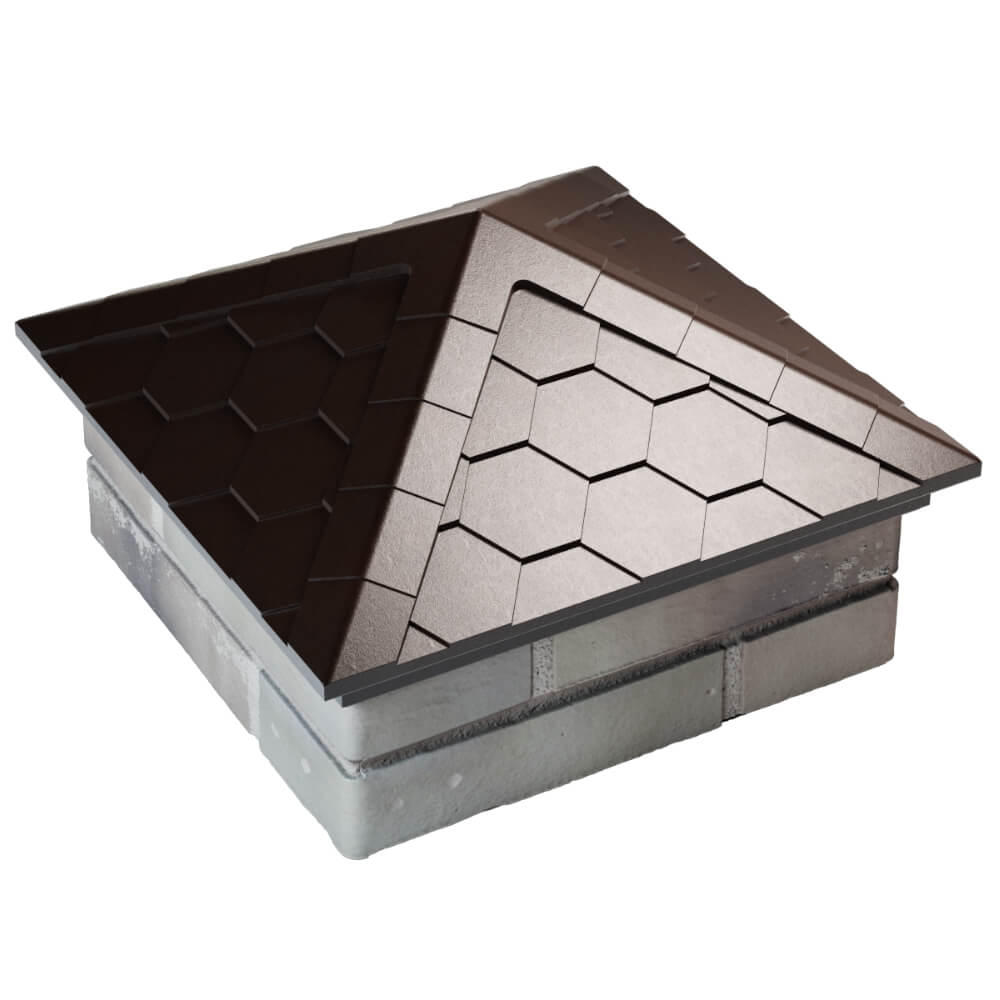 Колпак Zking Эверест Коричневый на столб 1.5х1.5 кирпича (390х390мм) в Благовещенске фото