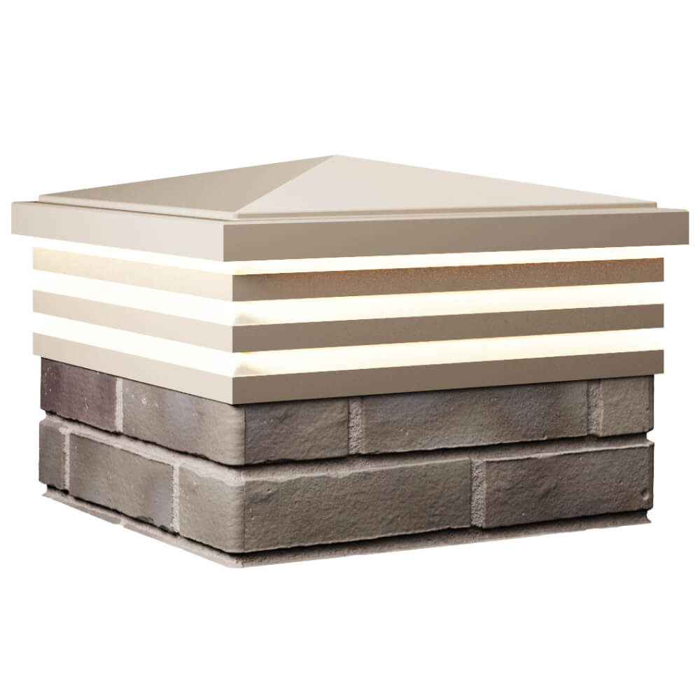 Колпак Zking Бона ХайТек Бежевый на столб 1.5х1.5 кирпича (385х385мм) с подсветкой в Благовещенске фото