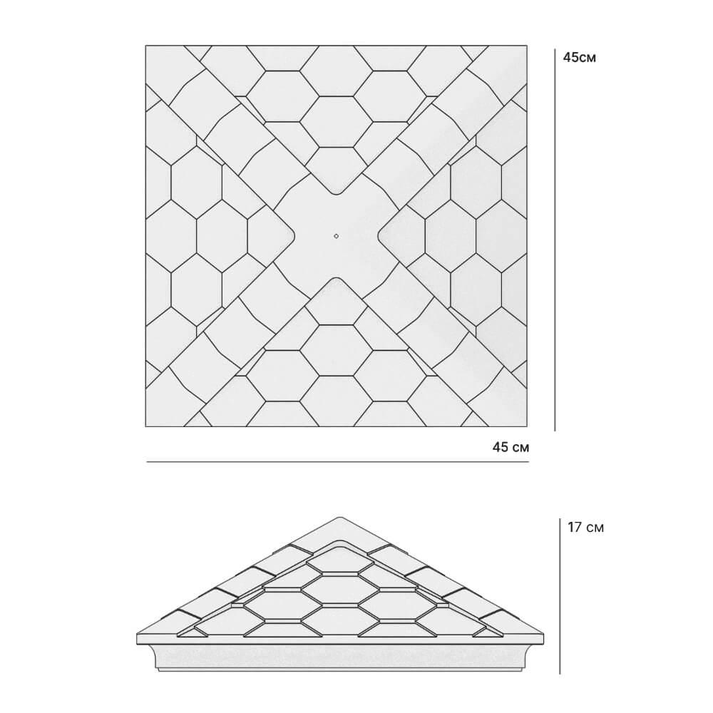 Колпак Zking Эверест Серый на столб 1.5х1.5 кирпича (390х390мм) в Благовещенске фото