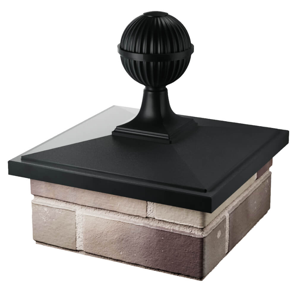 Колпак Zking БонаМоно Черный с шаром на столб 1.5х1.5 кирпича (385х385, 400х400мм) в сборе в Благовещенске фото