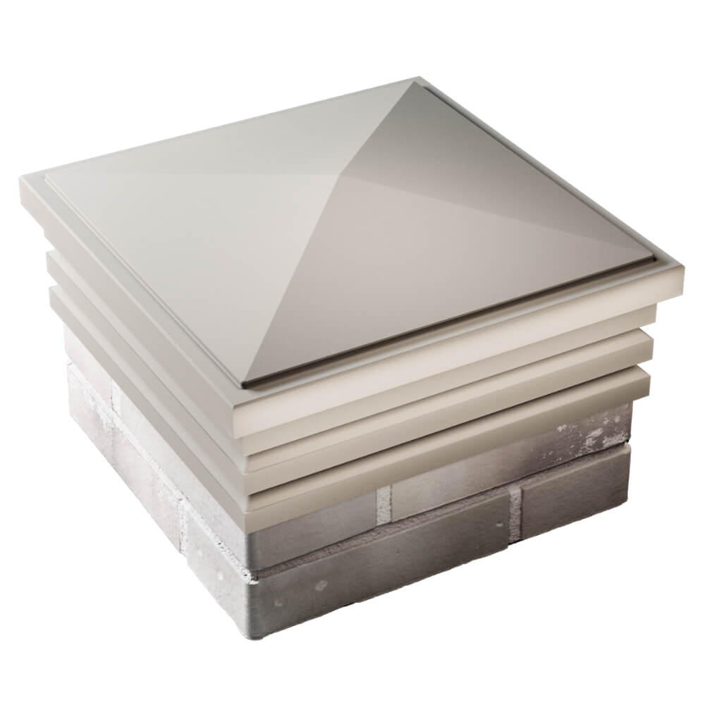 Колпак Zking Бона ХайТек Бежевый на столб 1.5х1.5 кирпича (385х385мм) в Благовещенске фото