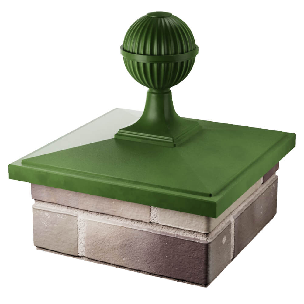 Колпак Zking БонаМоно Зеленый с шаром на столб 1.5х1.5 кирпича (385х385, 400х400мм) в сборе в Благовещенске фото