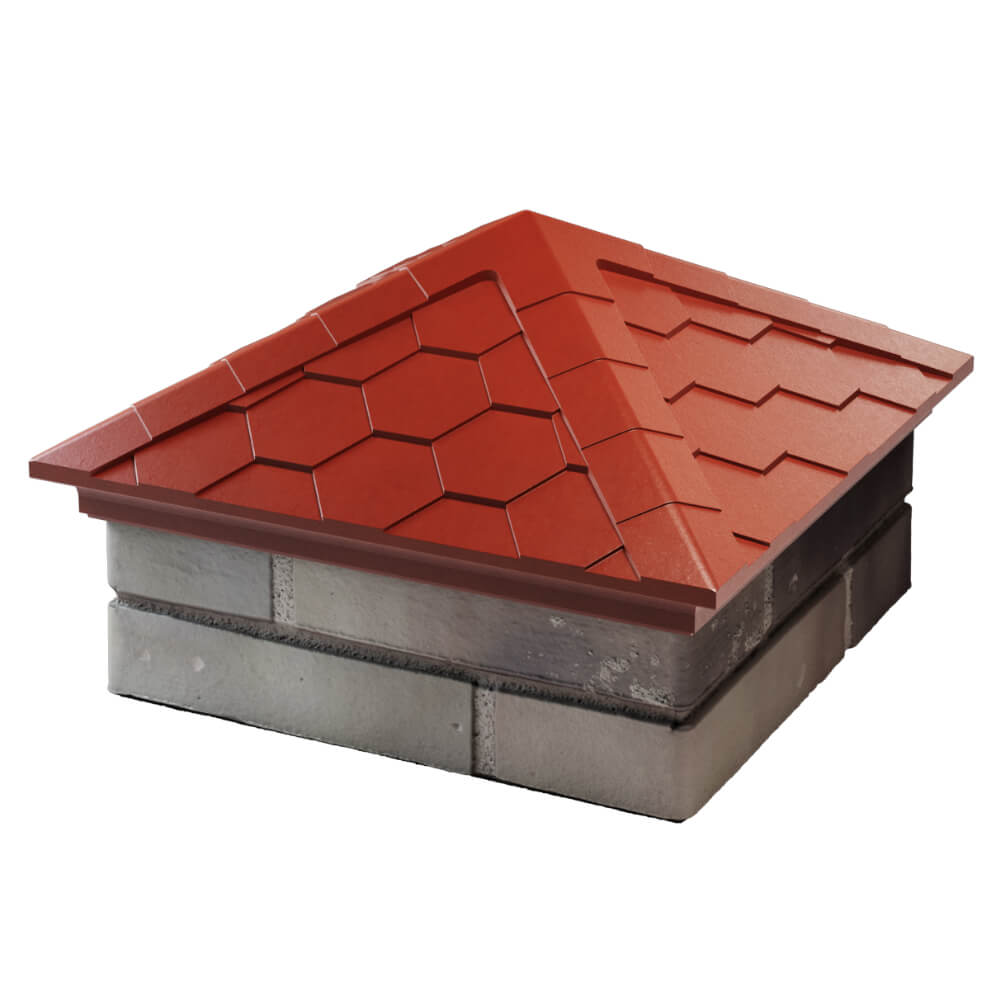 Колпак Zking Эверест Красный на столб 1.5х1.5 кирпича (390х390мм) в Благовещенске фото