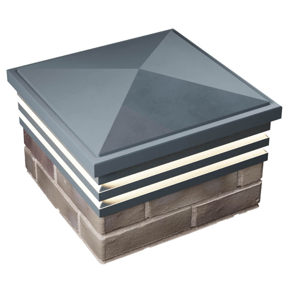 Колпак Zking Бона ХайТек Серый на столб 1.5х1.5 кирпича (385х385мм) с подсветкой в Благовещенске фото