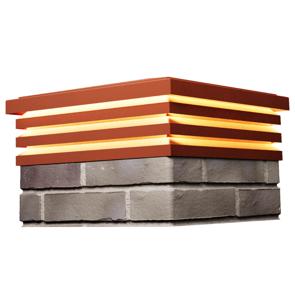 Колпак Zking Бона ХайТек Красный на столб 1.5х1.5 кирпича (385х385мм) с подсветкой в Благовещенске фото