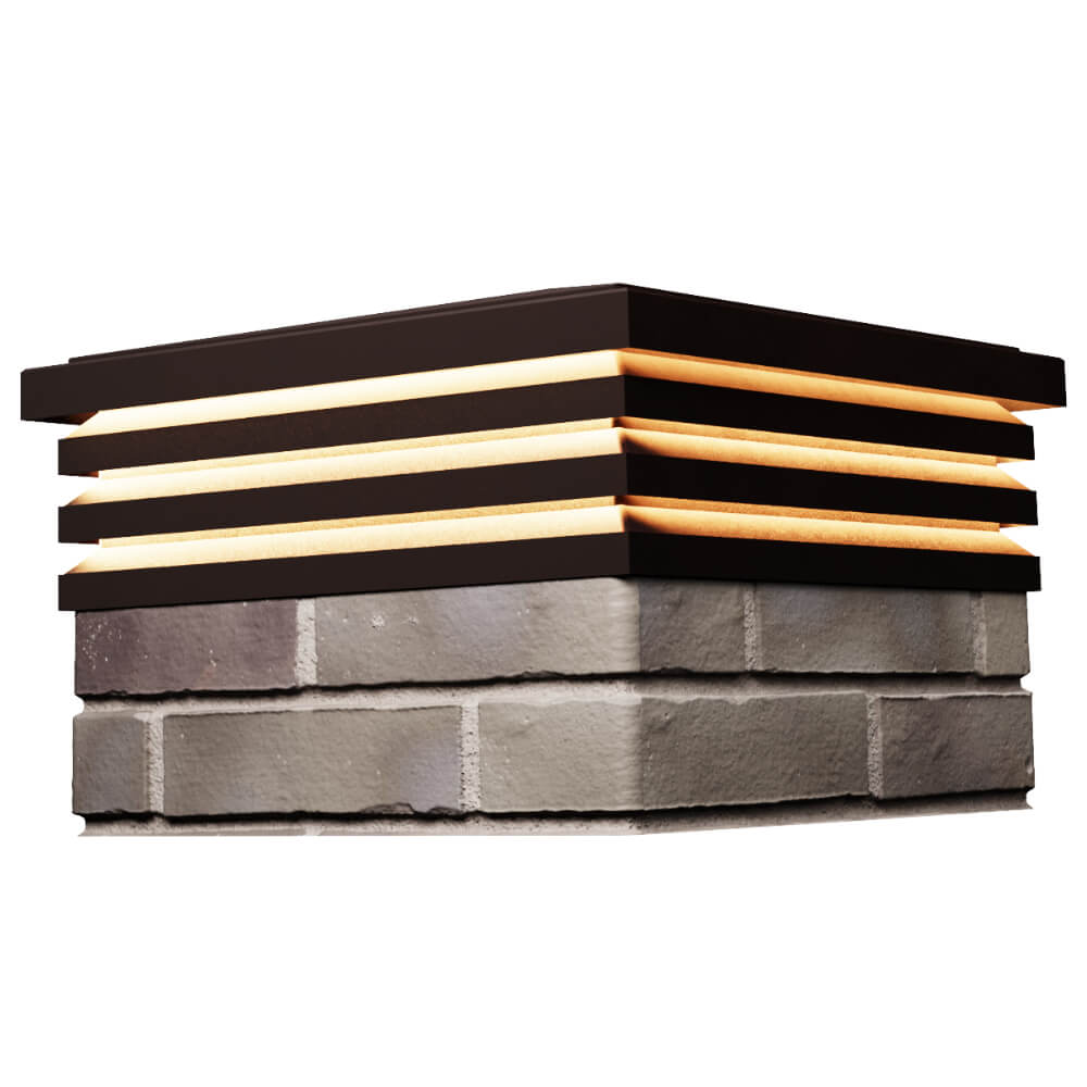 Колпак Zking Бона ХайТек Коричневый на столб 1.5х1.5 кирпича (385х385мм) с подсветкой в Благовещенске фото