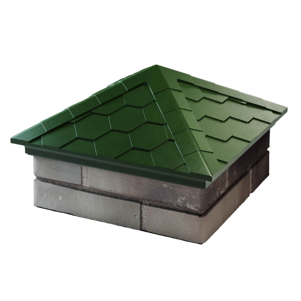 Колпак Zking Эверест Зеленый на столб 1.5х1.5 кирпича (390х390мм) в Благовещенске фото