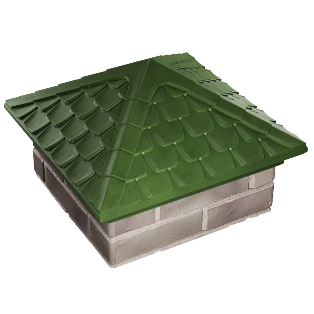 Колпак Zking Эльбрус Зеленый на столб 1.5х1.5 кирпича (385х385мм) в Благовещенске фото