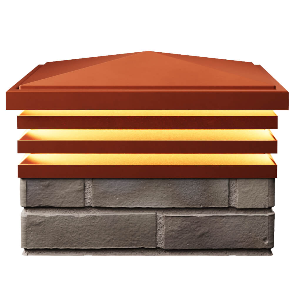 Колпак Zking Бона ХайТек Красный на столб 1.5х1.5 кирпича (385х385мм) с подсветкой в Благовещенске фото