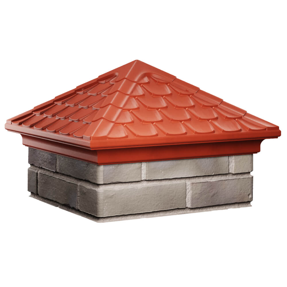 Колпак Zking Эльбрус Красный на столб 1.5х1.5 кирпича (385х385мм) в Благовещенске фото