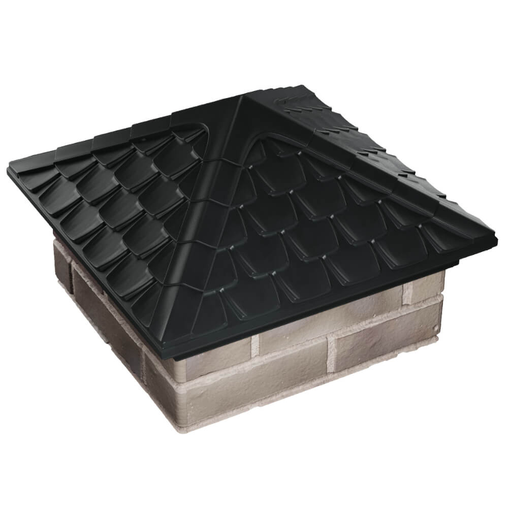 Колпак Zking Эльбрус Черный на столб 1.5х1.5 кирпича (385х385мм) в Благовещенске фото