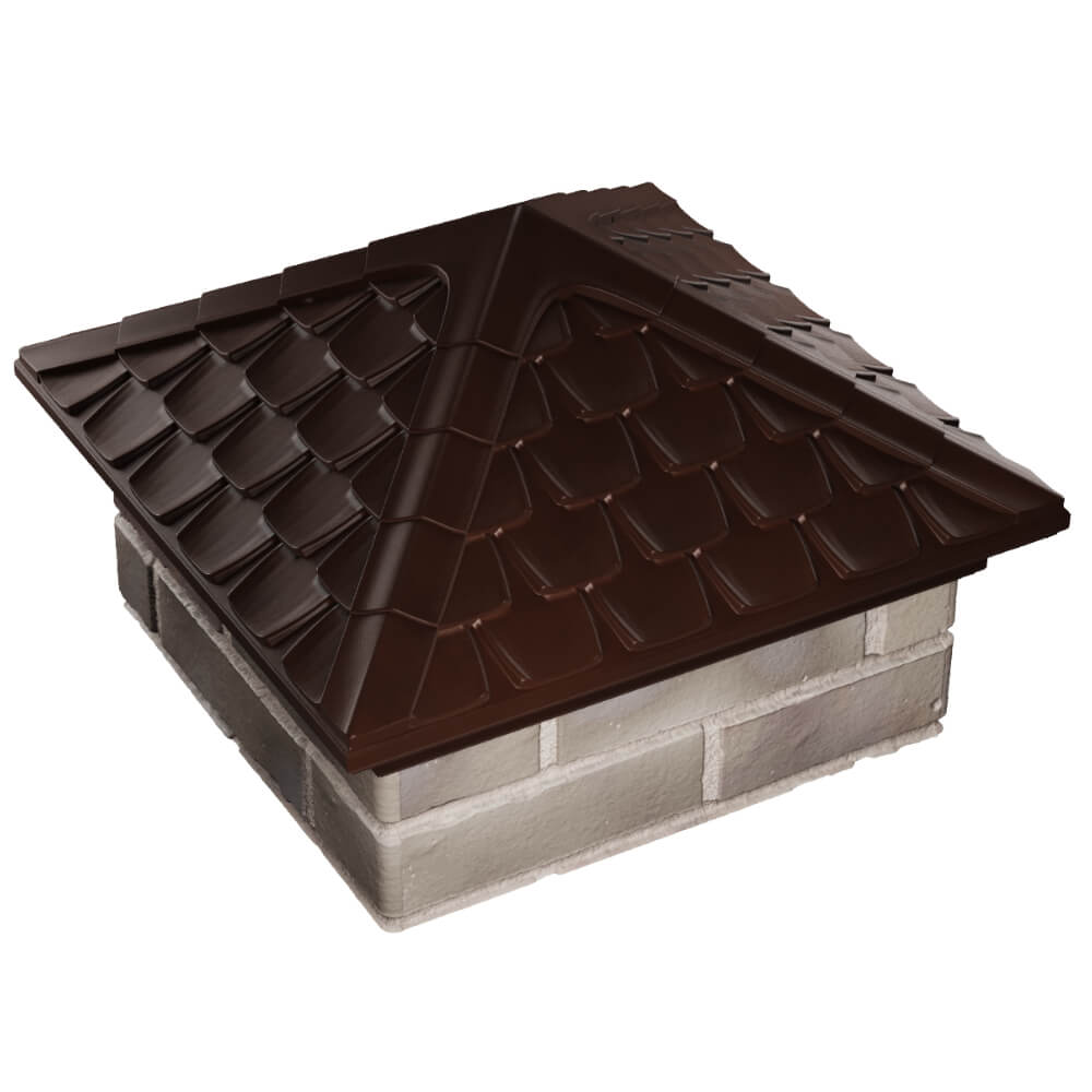 Колпак Zking Эльбрус Коричневый на столб 1.5х1.5 кирпича (385х385мм) в Благовещенске фото