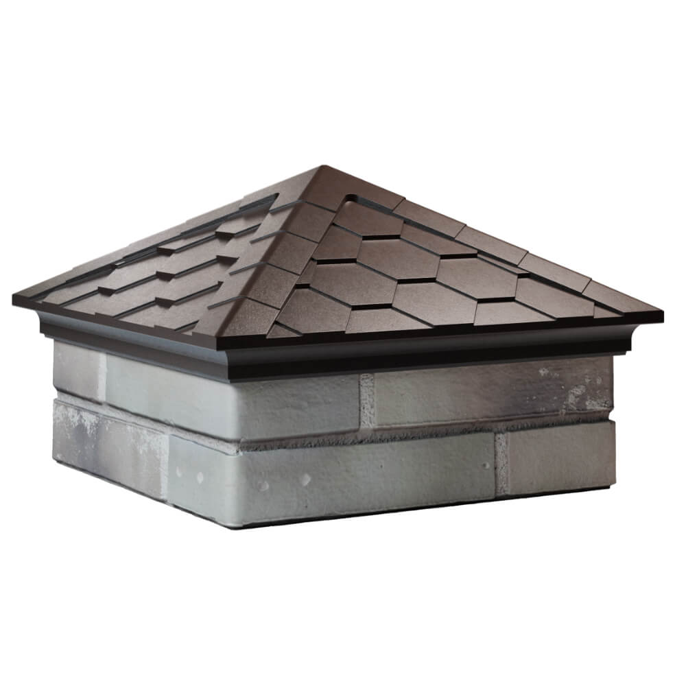 Колпак Zking Эверест Коричневый на столб 1.5х1.5 кирпича (390х390мм) в Благовещенске фото