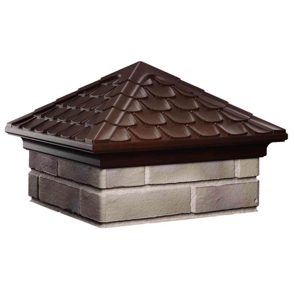 Колпак Zking Эльбрус Коричневый на столб 1.5х1.5 кирпича (385х385мм) в Благовещенске фото