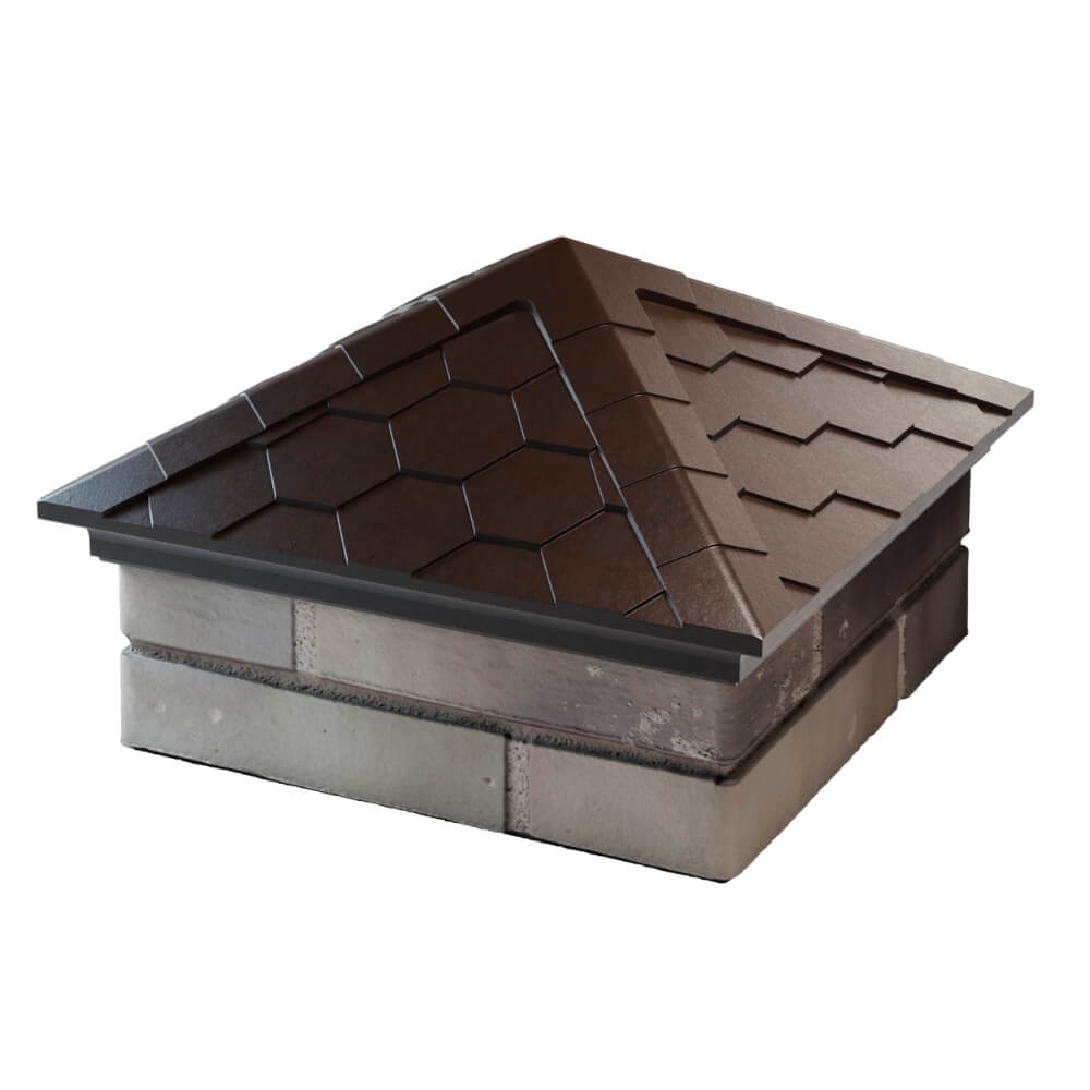 Колпак Zking Эверест Коричневый на столб 1.5х1.5 кирпича (390х390мм) в Благовещенске фото